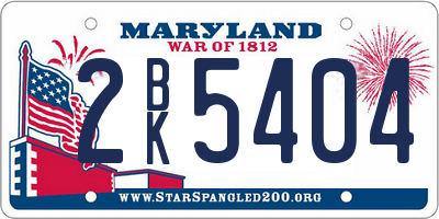 MD license plate 2BK5404