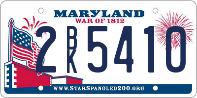 MD license plate 2BK5410