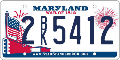 MD license plate 2BK5412