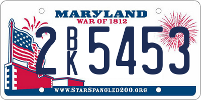 MD license plate 2BK5453