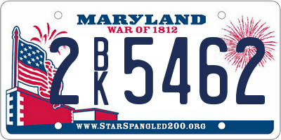 MD license plate 2BK5462