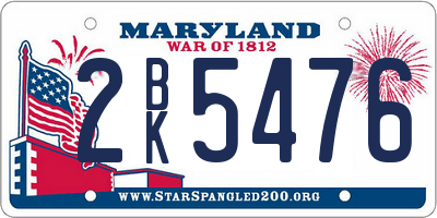 MD license plate 2BK5476
