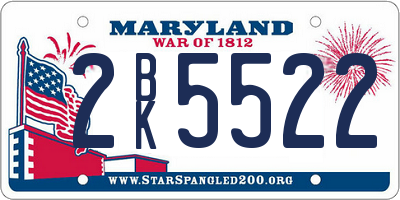 MD license plate 2BK5522