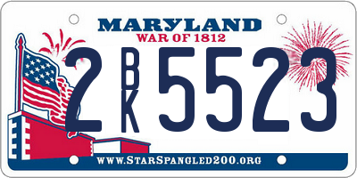 MD license plate 2BK5523