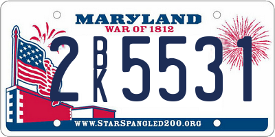 MD license plate 2BK5531
