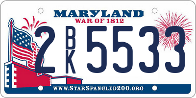 MD license plate 2BK5533