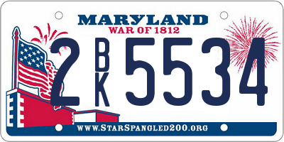 MD license plate 2BK5534