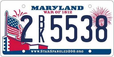 MD license plate 2BK5538
