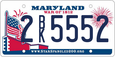 MD license plate 2BK5552