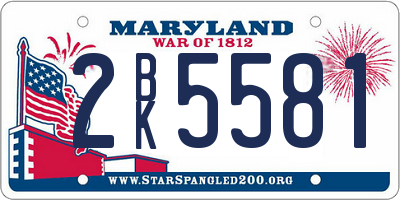 MD license plate 2BK5581