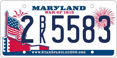 MD license plate 2BK5583