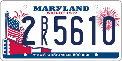 MD license plate 2BK5610