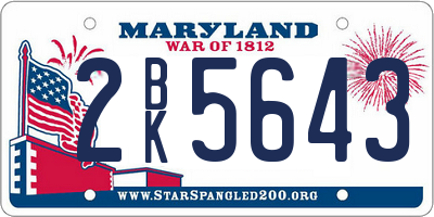 MD license plate 2BK5643