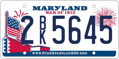 MD license plate 2BK5645