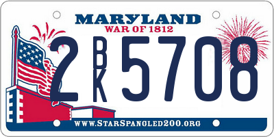 MD license plate 2BK5708