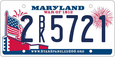 MD license plate 2BK5721