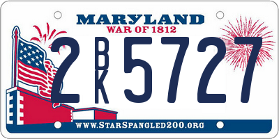 MD license plate 2BK5727