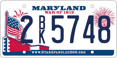 MD license plate 2BK5748