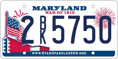 MD license plate 2BK5750