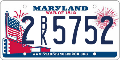 MD license plate 2BK5752