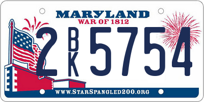 MD license plate 2BK5754