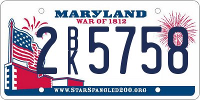 MD license plate 2BK5758