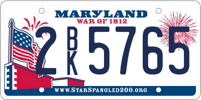 MD license plate 2BK5765