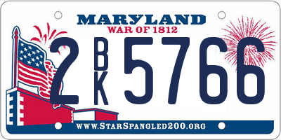 MD license plate 2BK5766