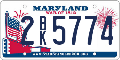 MD license plate 2BK5774