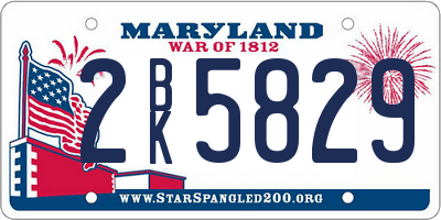MD license plate 2BK5829