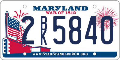 MD license plate 2BK5840