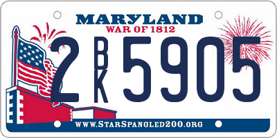 MD license plate 2BK5905