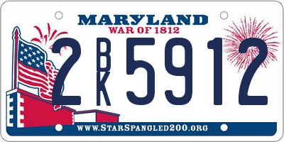 MD license plate 2BK5912