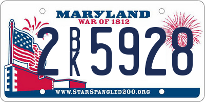 MD license plate 2BK5928
