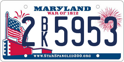 MD license plate 2BK5953