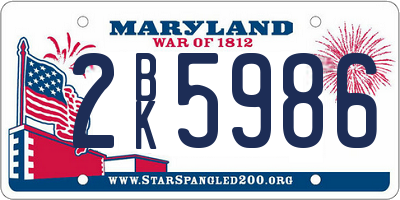 MD license plate 2BK5986