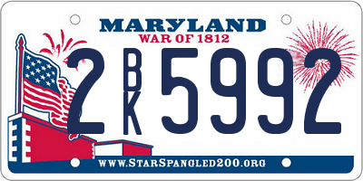 MD license plate 2BK5992