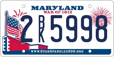 MD license plate 2BK5998