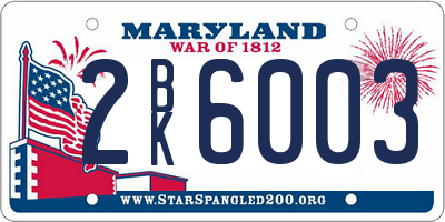 MD license plate 2BK6003