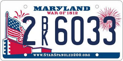 MD license plate 2BK6033
