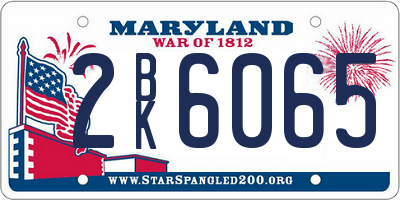 MD license plate 2BK6065