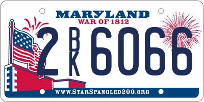 MD license plate 2BK6066