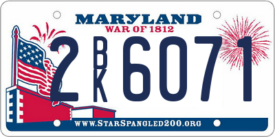 MD license plate 2BK6071