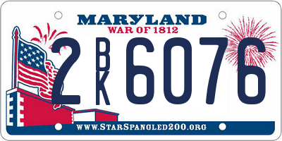 MD license plate 2BK6076