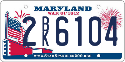 MD license plate 2BK6104
