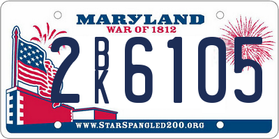 MD license plate 2BK6105