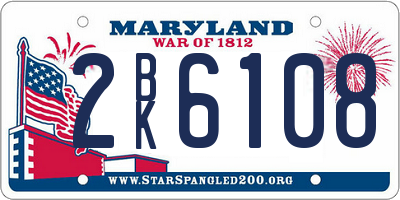 MD license plate 2BK6108