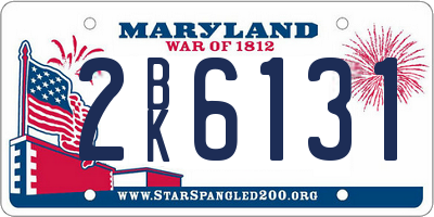 MD license plate 2BK6131