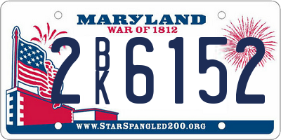 MD license plate 2BK6152