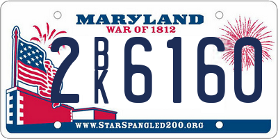 MD license plate 2BK6160